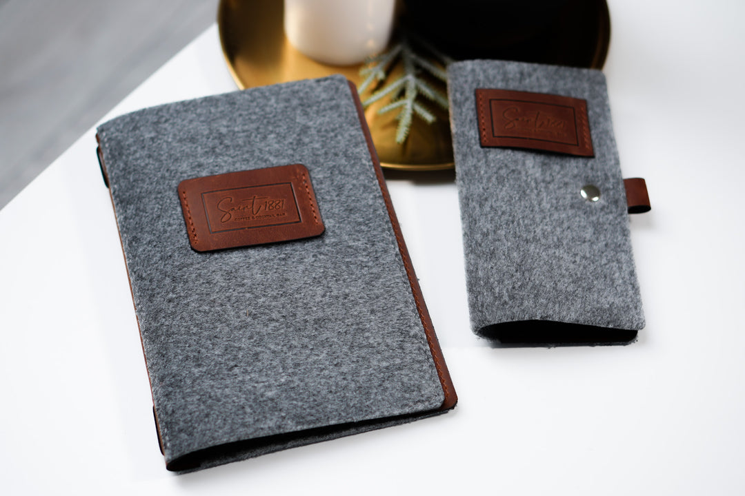 Felt & Leather Menu Holder: Customizable Restaurant Tabletop Display