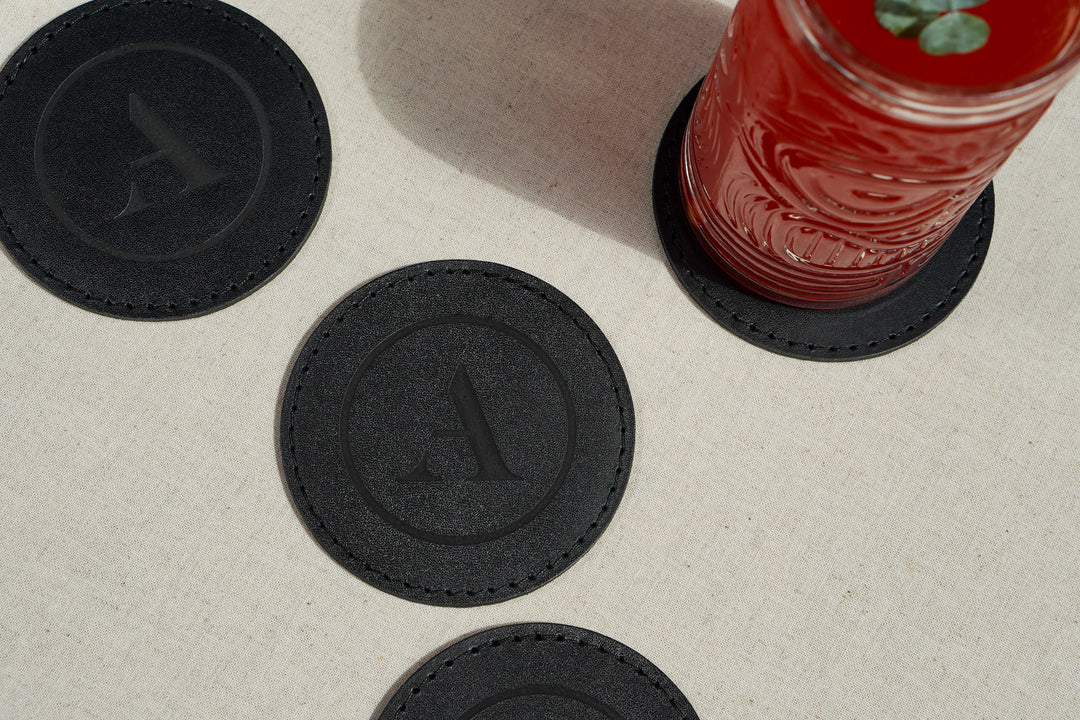 Personalized Leather Coasters: Engraved Logo, Corporate Gift