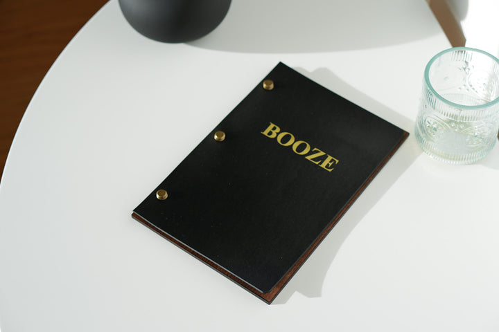 Custom Ashwood and Leather Menu Folder for A5 and US Half Letter Sheets