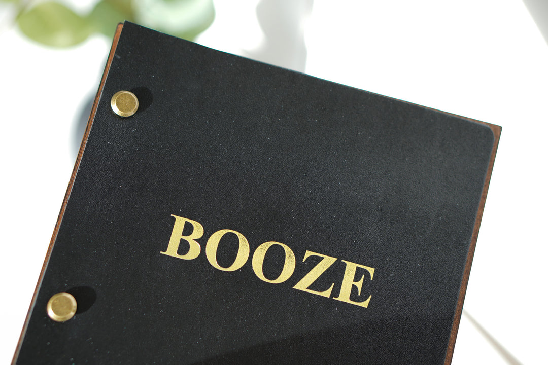 Custom Ashwood and Leather Menu Folder for A5 and US Half Letter Sheets