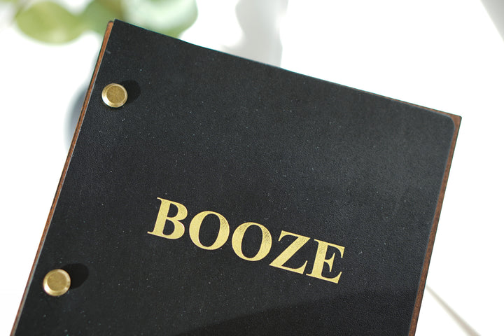 Custom Ashwood and Leather Menu Folder for A5 and US Half Letter Sheets