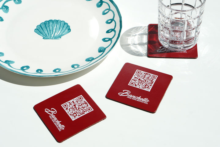 Leather QR Code Menu Sign: Personalized Restaurant Tabletop Display