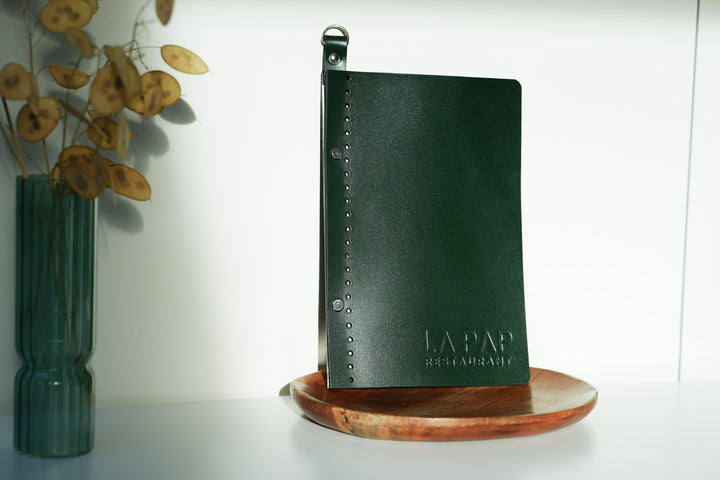 Embossed Leather Menu Cover: Restaurant Bar Menu Holder