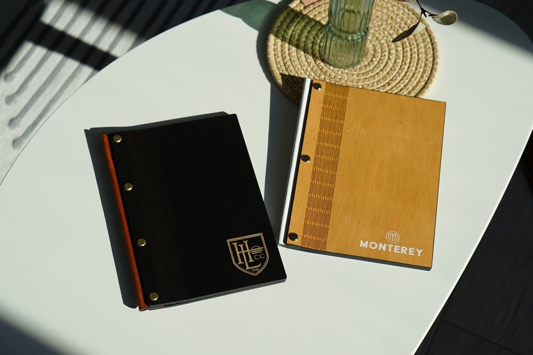 Custom Leather Menu Cover: Wooden Restaurant Menu Folder