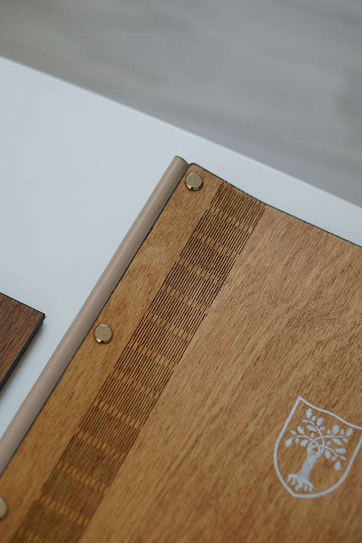 Leather & Wood Menu Cover: Custom Restaurant Menu Holder