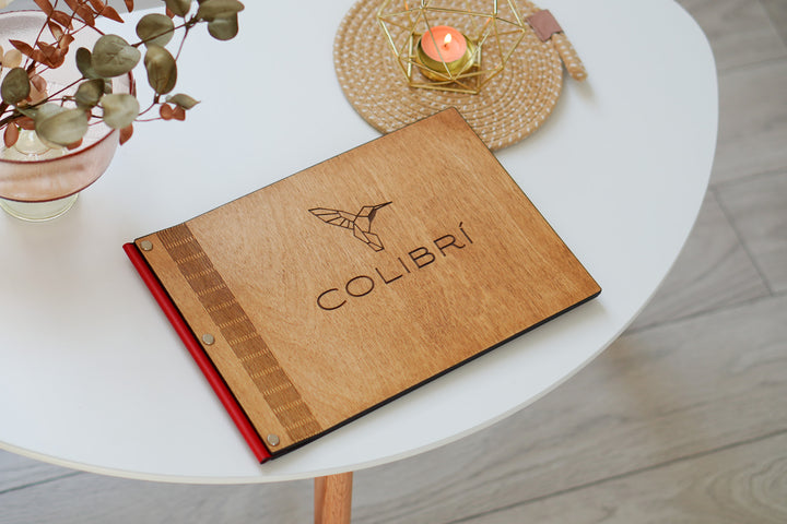 Custom Wooden Menu Cover: Leather Restaurant Menu Holder