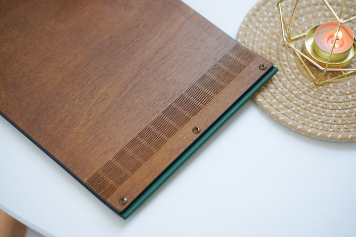 Custom Wooden Menu Cover: Leather Restaurant Menu Holder