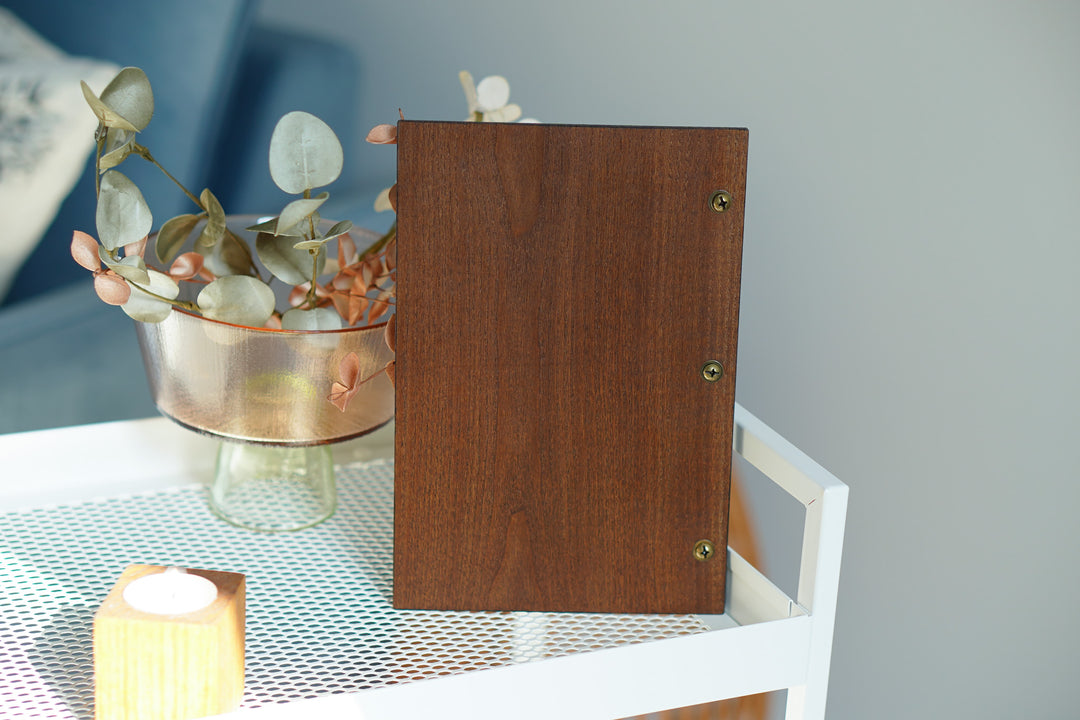 Custom Ashwood and Leather Menu Folder for A5 and US Half Letter Sheets