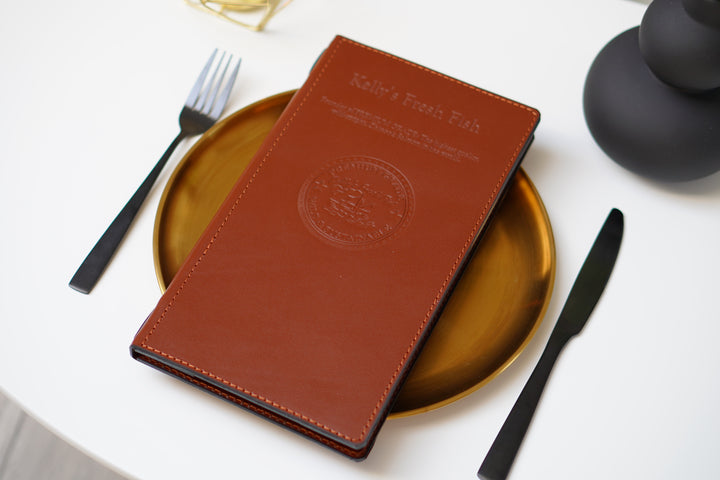 Embossed Leather Menu Holder, Restaurant Menu Cover
