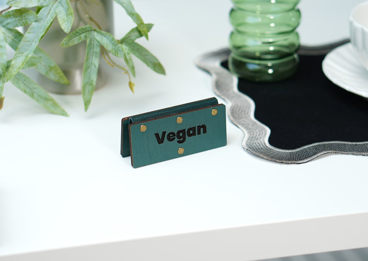 Personalized Wooden Table Sign with Vintage Leather