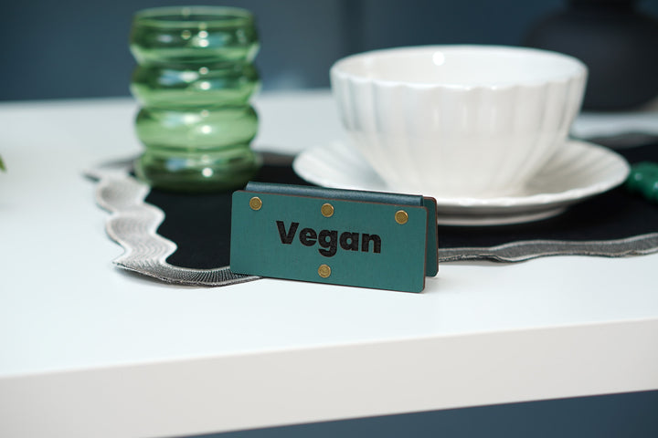 Personalized Wooden Table Sign with Vintage Leather