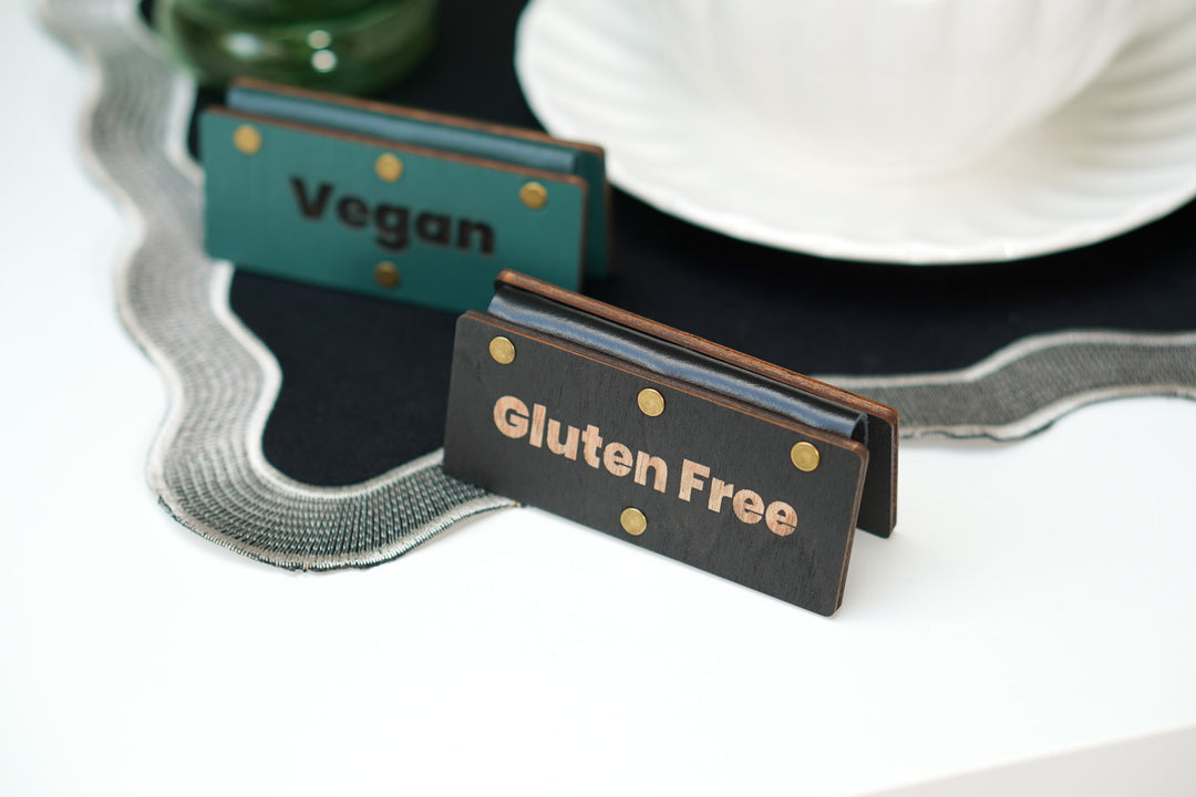 Personalized Wooden Table Sign with Vintage Leather