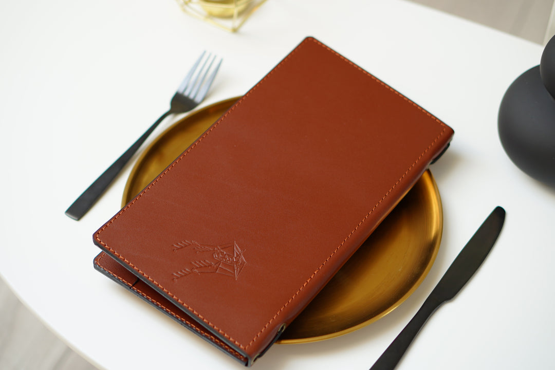 Embossed Leather Menu Holder, Restaurant Menu Cover