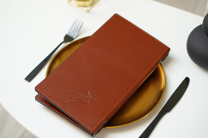 Embossed Leather Menu Holder, Restaurant Menu Cover