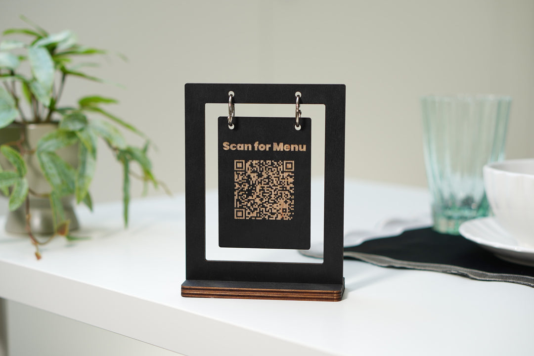 Personalized Wooden QR Code Menu Sign