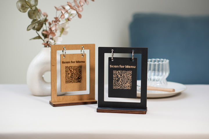 Personalized Wooden QR Code Menu Sign