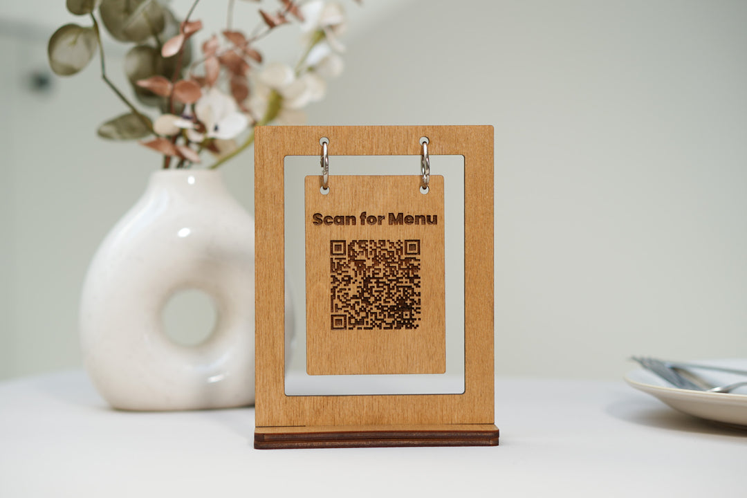 Personalized Wooden QR Code Menu Sign