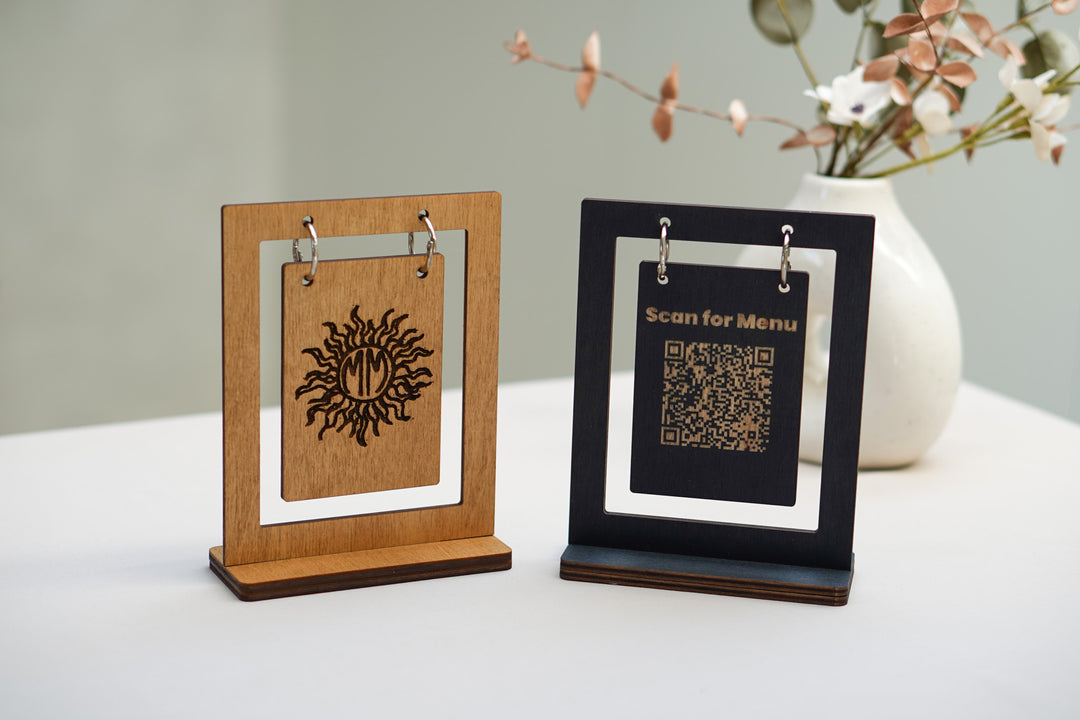 Personalized Wooden QR Code Menu Sign