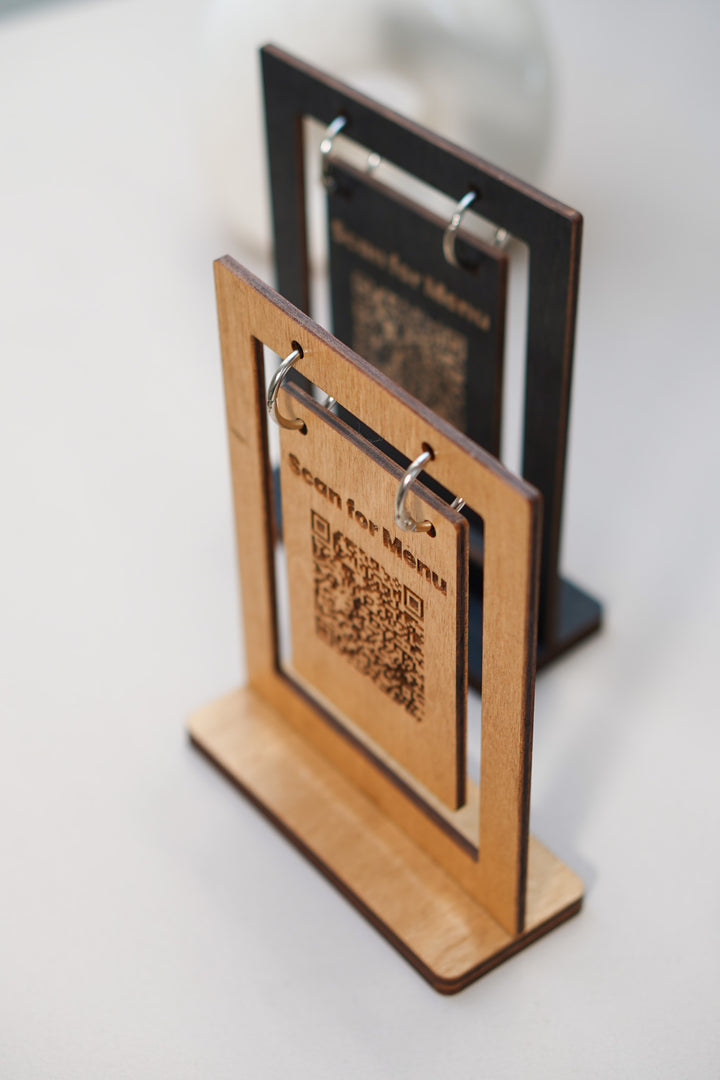 Personalized Wooden QR Code Menu Sign