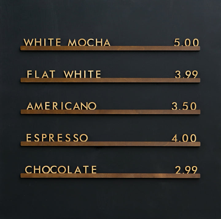 Wood Menu Board Letters: Birch HDF