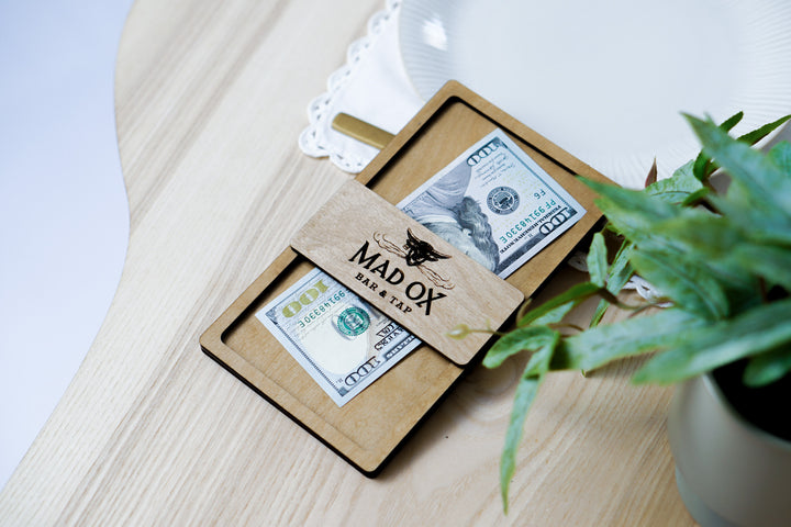 Engraved Wood Check Presenter: Custom Restaurant Bill Holder