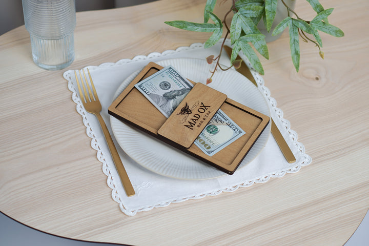 Engraved Wood Check Presenter: Custom Restaurant Bill Holder