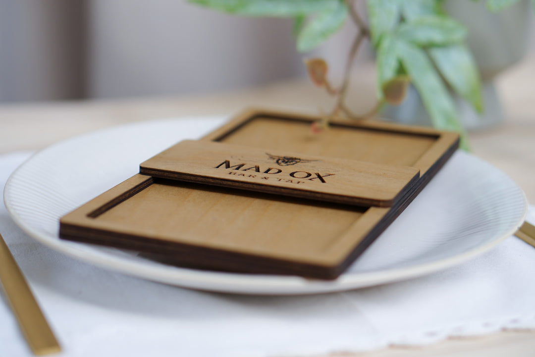 Engraved Wood Check Presenter: Custom Restaurant Bill Holder