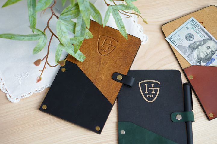 Custom Wood Guest Check Book: Personalized Restaurant Bill Holder