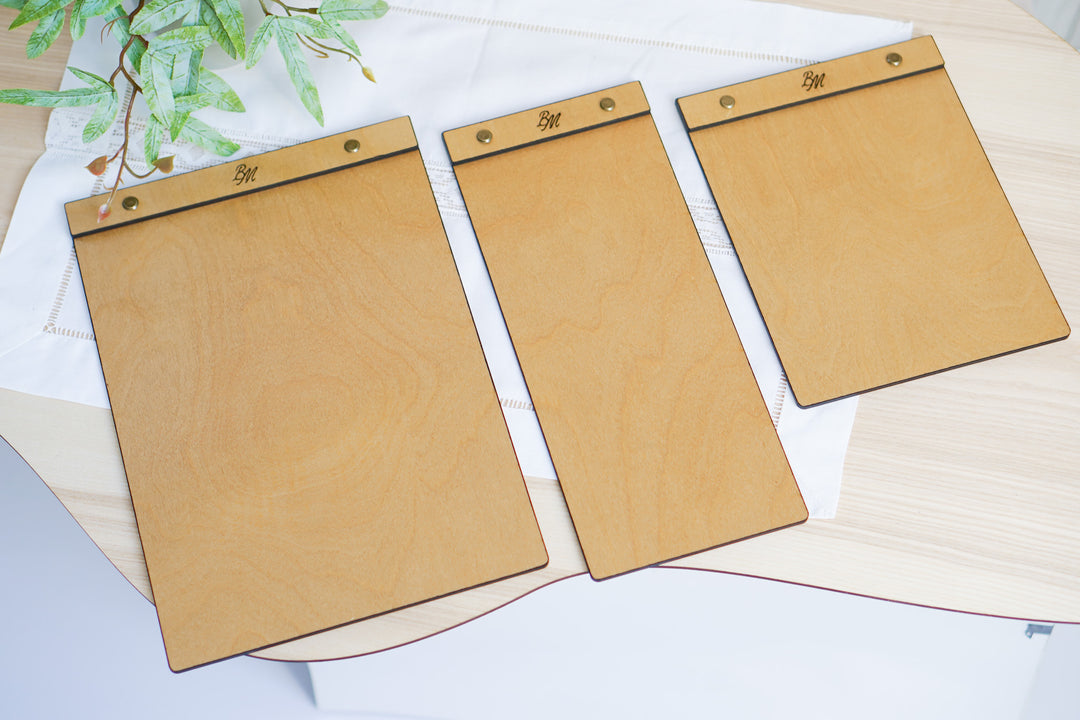 Wood Menu Clipboard: Restaurant Menu Holder, Personalized Logo