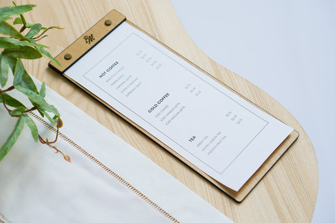 Wood Menu Clipboard: Restaurant Menu Holder, Personalized Logo