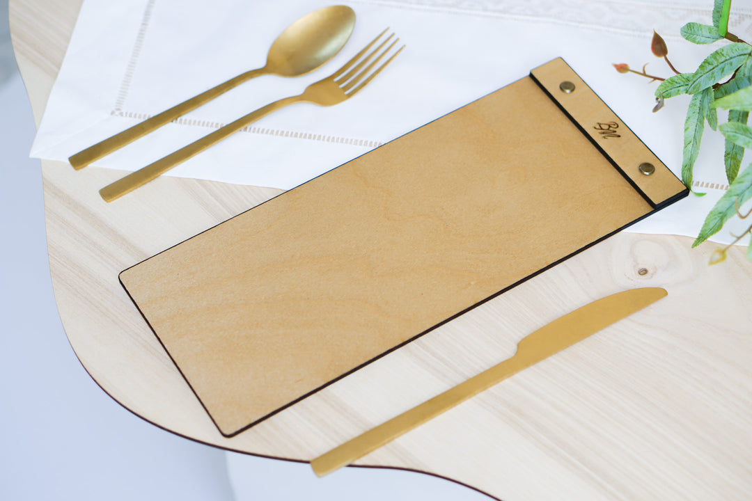 Wood Menu Clipboard: Restaurant Menu Holder, Personalized Logo