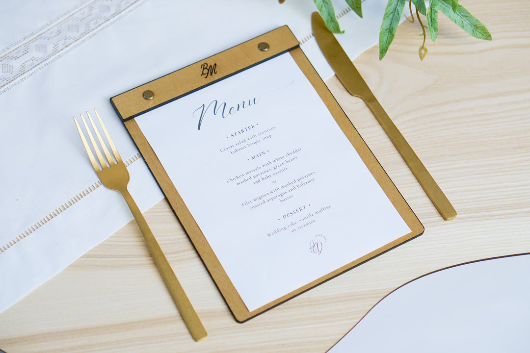 Wood Menu Clipboard: Restaurant Menu Holder, Personalized Logo