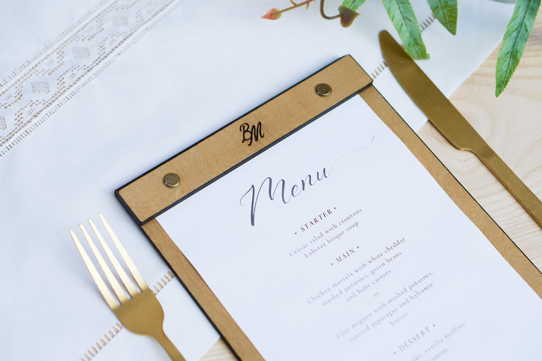 Wood Menu Clipboard: Restaurant Menu Holder, Personalized Logo