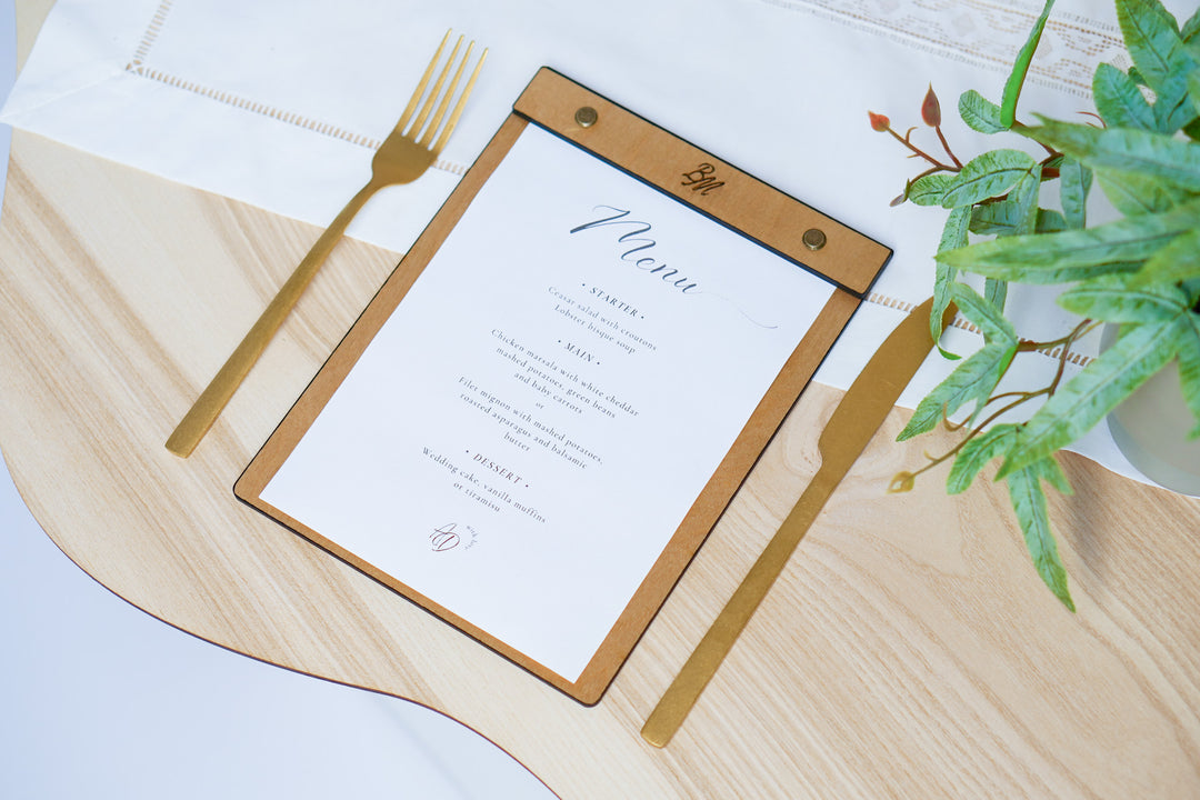 Wood Menu Clipboard: Restaurant Menu Holder, Personalized Logo