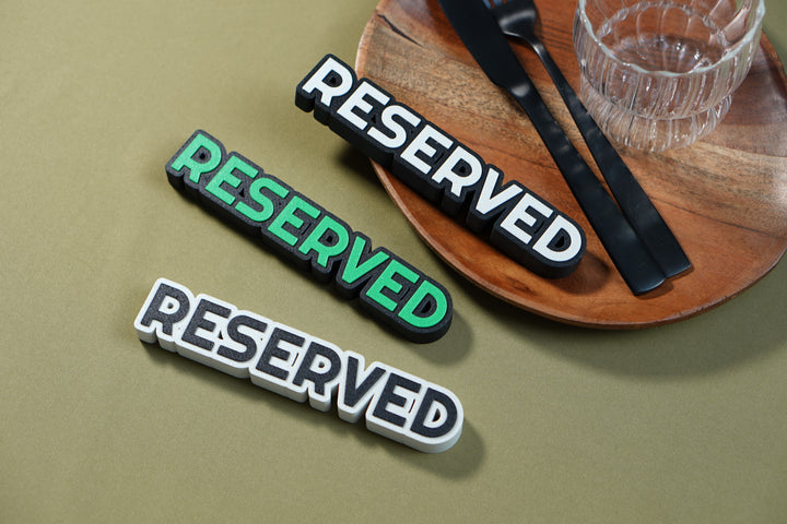 3D Printed Reserved Table Sign: Biodegradable PLA Plastic, Wedding & Event Decor