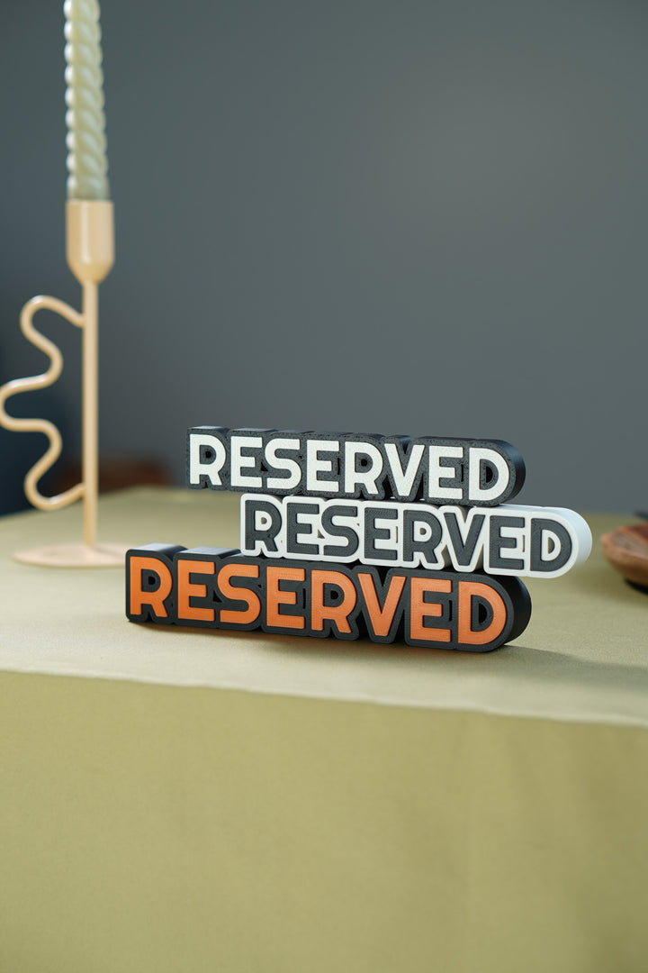 3D Printed Reserved Table Sign: Biodegradable PLA Plastic, Wedding & Event Decor