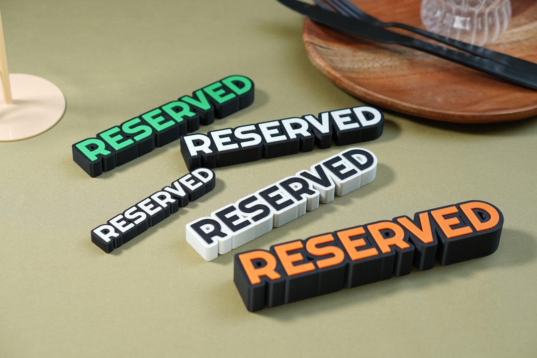 3D Printed Reserved Table Sign: Biodegradable PLA Plastic, Wedding & Event Decor