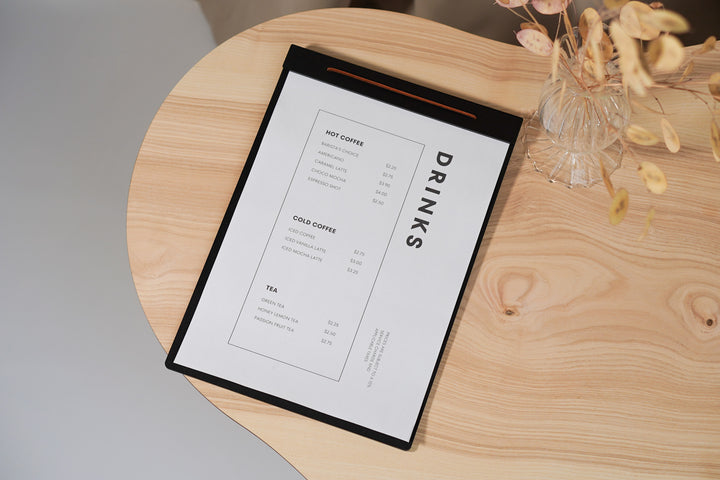 Engraved Wood Menu Holder: Restaurant Cafe Clipboard, Custom Logo