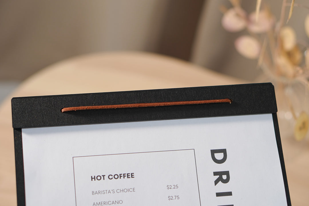 Engraved Wood Menu Holder: Restaurant Cafe Clipboard, Custom Logo
