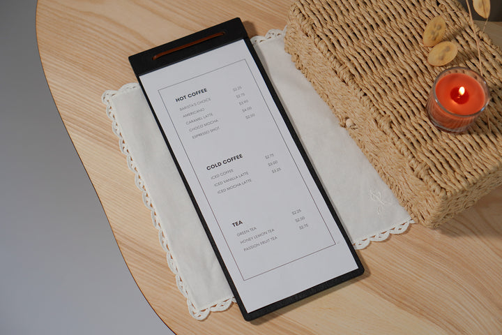 Engraved Wood Menu Holder: Restaurant Cafe Clipboard, Custom Logo