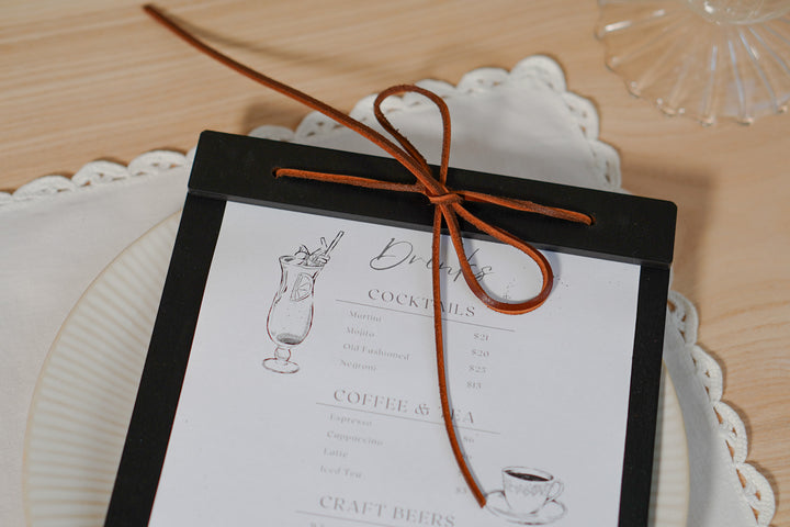 Engraved Wood Menu Holder: Restaurant Cafe Clipboard, Custom Logo