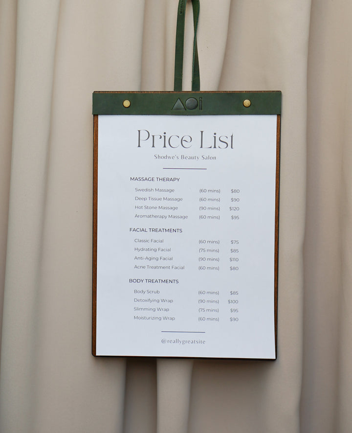 Wooden Menu Board: Cafe Restaurant Menu Holder