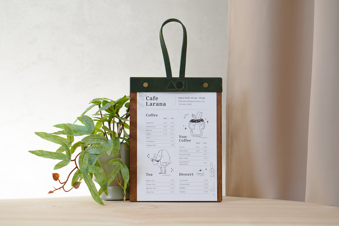Wooden Menu Board: Cafe Restaurant Menu Holder
