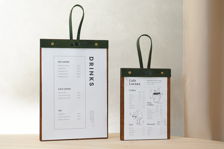 Wooden Menu Board: Cafe Restaurant Menu Holder