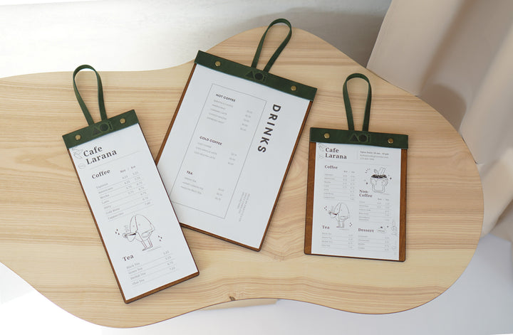 Wooden Menu Board: Cafe Restaurant Menu Holder
