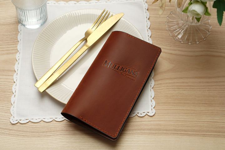 Personalized Leather Bill Holder: Vintage Restaurant Check Presenter