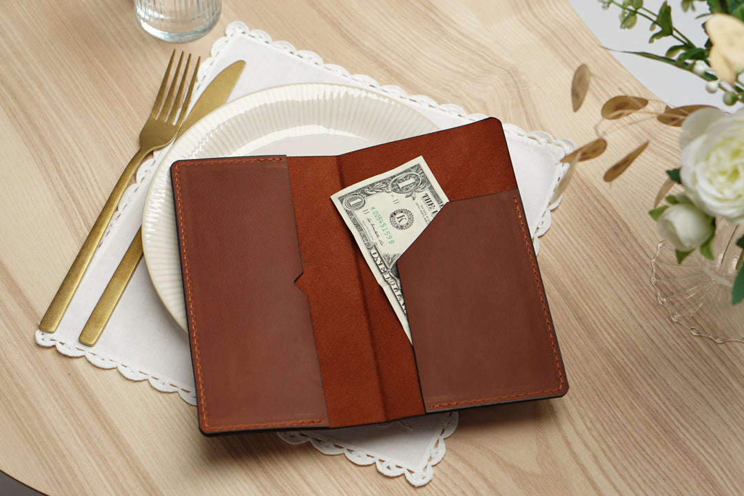 Personalized Leather Bill Holder: Vintage Restaurant Check Presenter