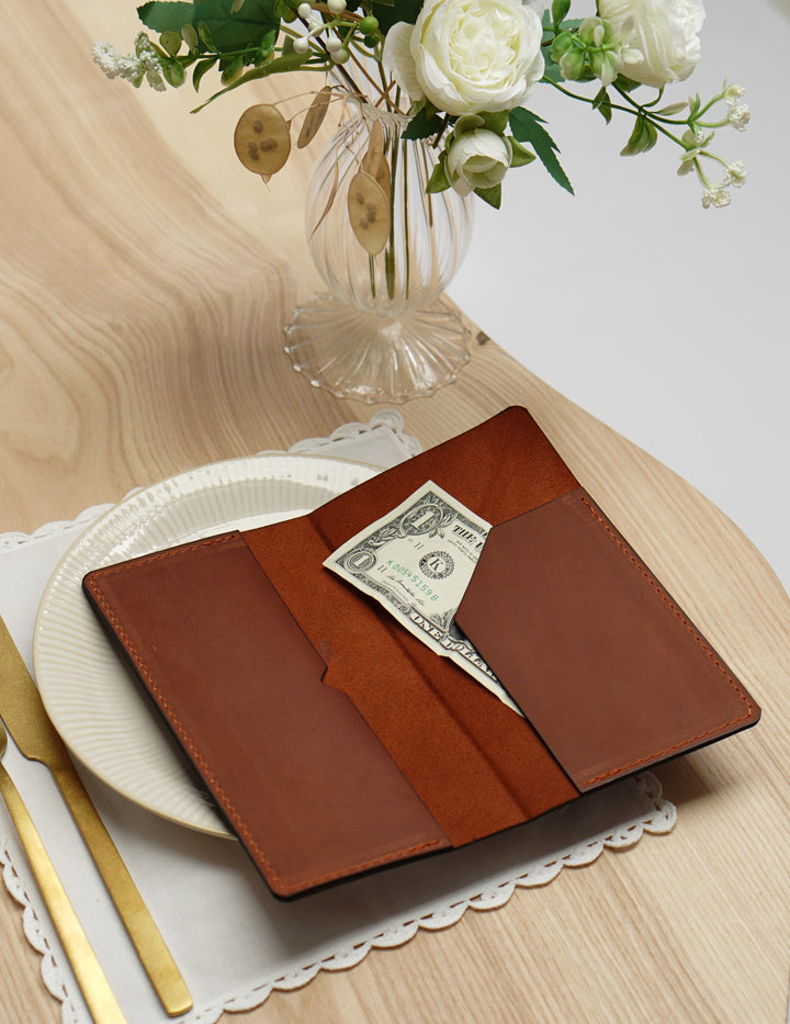 Personalized Leather Bill Holder: Vintage Restaurant Check Presenter