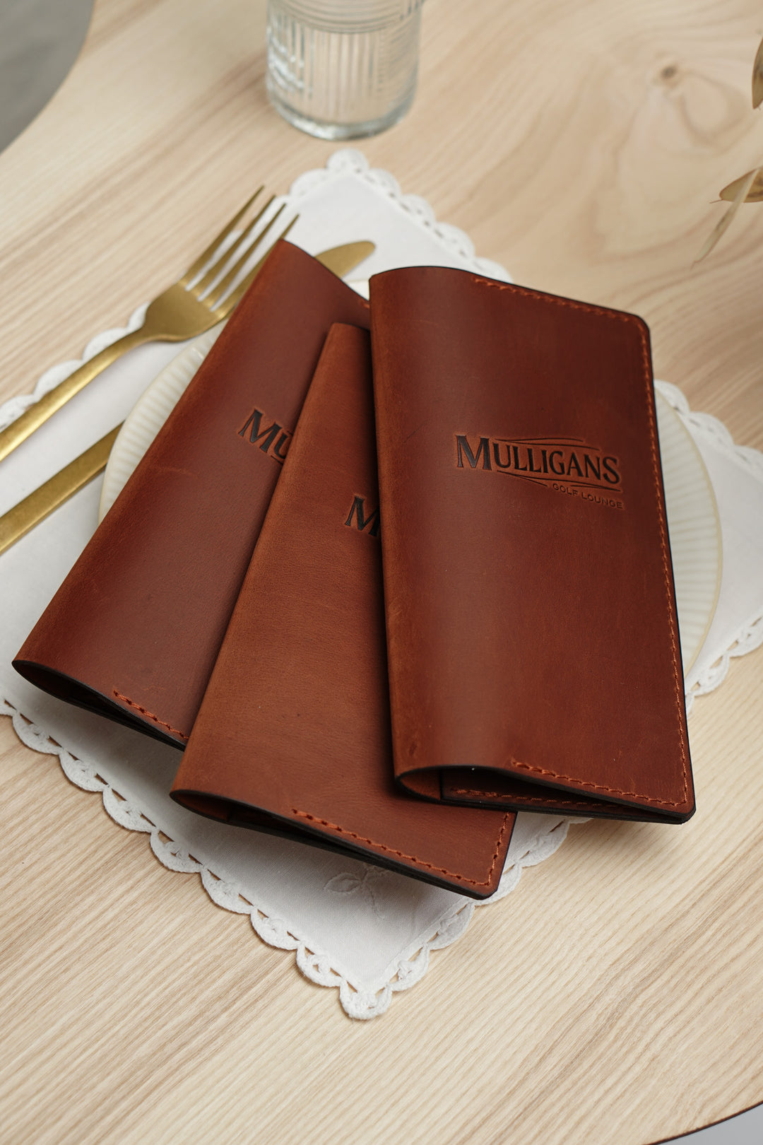 Personalized Leather Bill Holder: Vintage Restaurant Check Presenter