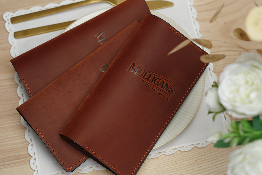 Personalized Leather Bill Holder: Vintage Restaurant Check Presenter